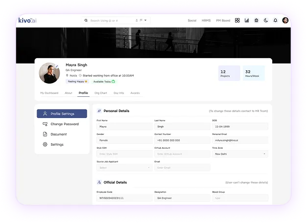 Kivo AI Platform Interface Dashboard